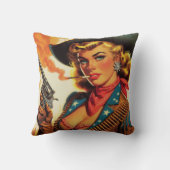 ヴィンテージウエスタン女性のカーボーイピン留め クッション (裏面)