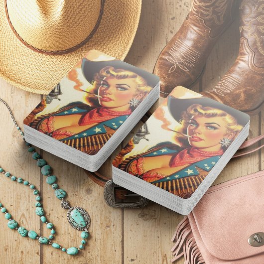 ヴィンテージウエスタン女性のカーボーイピン留め トランプ