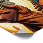 ヴィンテージウエスタン女性のカーボーイピン留め ポスター (角)