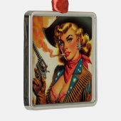 ヴィンテージウエスタン女性のカーボーイピン留め メタルオーナメント (右)