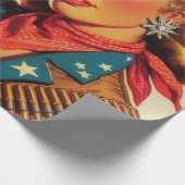 ヴィンテージウエスタン女性のカーボーイピン留め ラッピングペーパー (角)