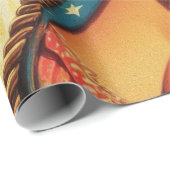 ヴィンテージウエスタン女性のカーボーイピン留め ラッピングペーパー (ロールコーナー)