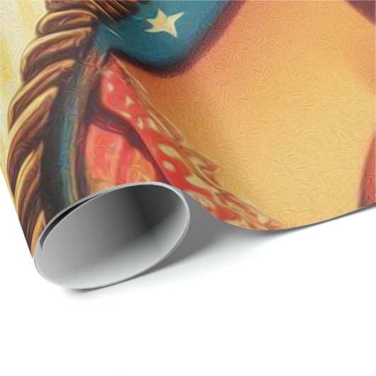 ヴィンテージウエスタン女性のカーボーイピン留め ラッピングペーパー (ロールコーナー)
