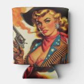 ヴィンテージウエスタン女性のカーボーイピン留め 缶クーラー (裏面)