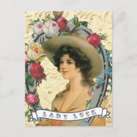 ヴィンテージウエスタン女性のカーボーイ写真はがき ポストカード (正面)