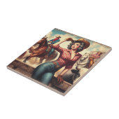 ヴィンテージウエスタン女性のカーボーイ タイル (側面)