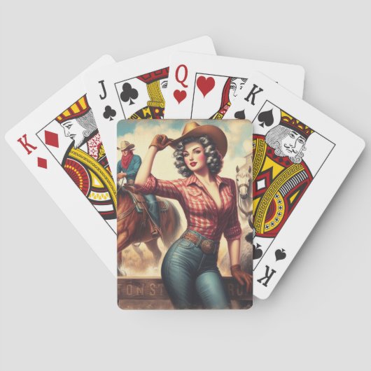 ヴィンテージウエスタン女性のカーボーイ トランプ (裏面)