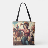 ヴィンテージウエスタン女性のカーボーイ トートバッグ (裏面)