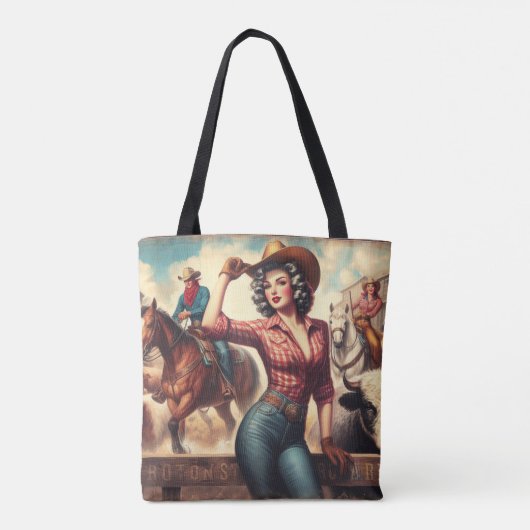 ヴィンテージウエスタン女性のカーボーイ トートバッグ (裏面)