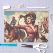 ヴィンテージウエスタン女性のカーボーイ 薄葉紙 (クラフト)