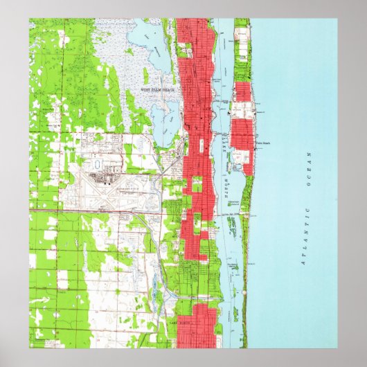 ヴィンテージウエストパームビーチ&パームビーチFLマップ(1946) ポスター (正面)