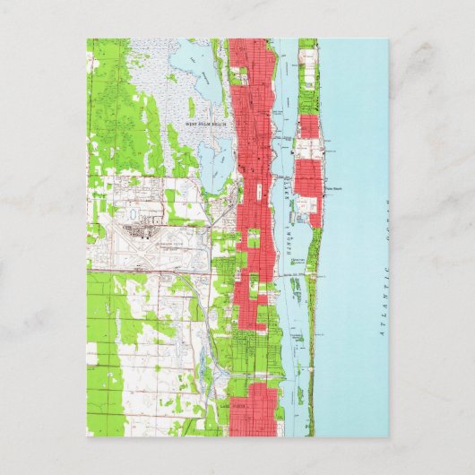 ヴィンテージウエストパームビーチ&パームビーチFLマップ(1946) ポストカード (正面)