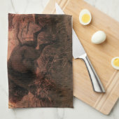 ヴィンテージウエスト、インディアンバッファロー狩りバイシャルルウィマール キッチンタオル (四つ折り)