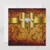 ヴィンテージウエディング招待状ハートボウオータム 招待状 (正面)