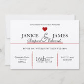 ヴィンテージウエディング赤いハートオールドスタイル 招待状 (正面)