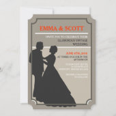 ヴィンテージウエディング踊りカップルシルエット招待状 招待状 (正面)