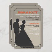 ヴィンテージウエディング踊りカップルシルエット招待状 招待状 (正面/裏面)