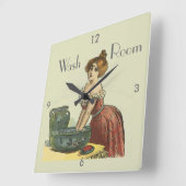 ヴィンテージウォッシュルーム、編集文字 スクエア壁時計 (傾斜)