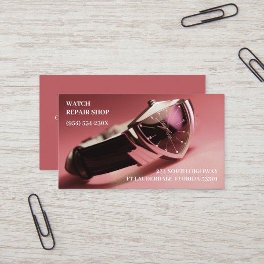 ヴィンテージウォッチストアジュエリーストアウォッチの修復 名刺 (正面/裏面インサイチュ)