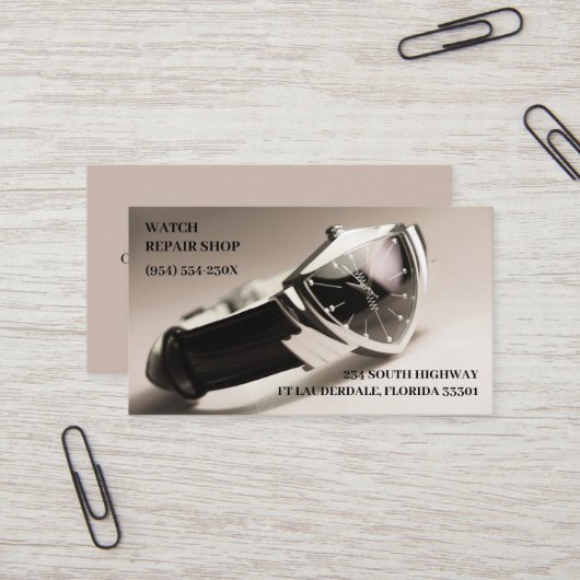 ヴィンテージウォッチストアジュエリーストアウォッチの修復 名刺 (正面/裏面インサイチュ)