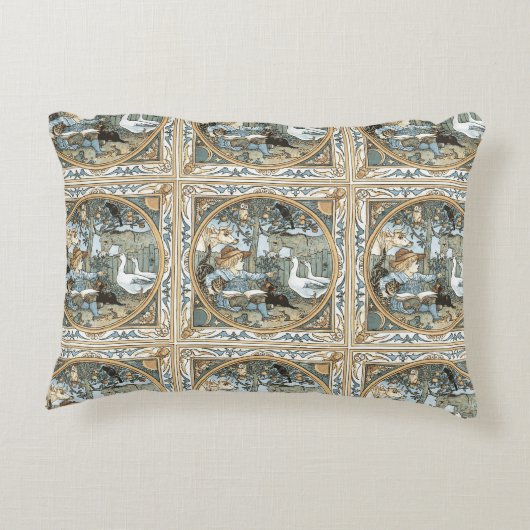 ヴィンテージウォルタークレーンチャイルドズブックイラストレーション アクセントクッション (裏面)