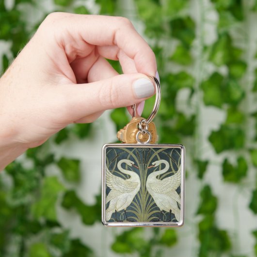 ヴィンテージウォルタークレーン白鳥ラッシュアンドアイリス キーホルダー (手)