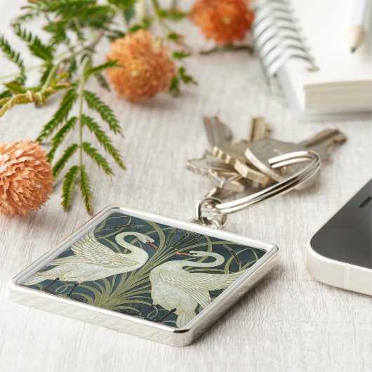 ヴィンテージウォルタークレーン白鳥ラッシュアンドアイリス キーホルダー (側面)