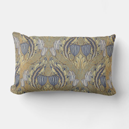 ヴィンテージウォルタークレーン装飾アートチューリップ ランバークッション (正面)