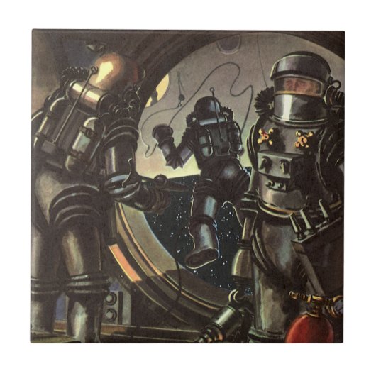 ヴィンテージウォーキングのSF宇宙飛行士宇宙 タイル (正面)