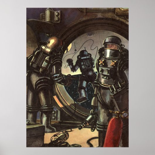 ヴィンテージウォーキングのSF宇宙飛行士宇宙 ポスター (正面)