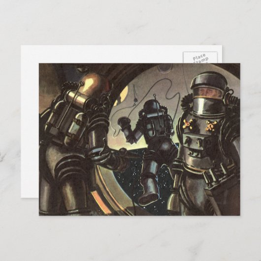 ヴィンテージウォーキングのSF宇宙飛行士宇宙 ポストカード (正面/裏面)