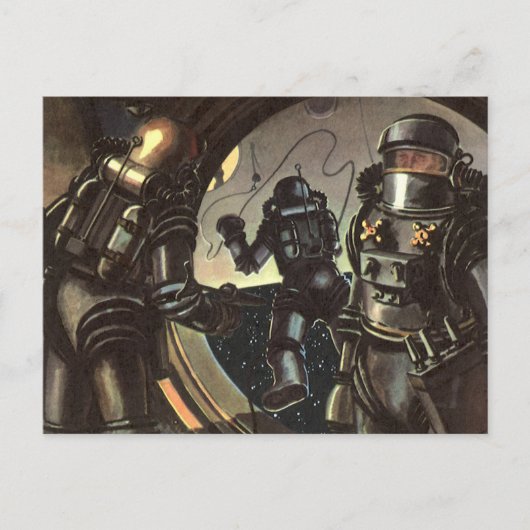 ヴィンテージウォーキングのSF宇宙飛行士宇宙 ポストカード (正面)