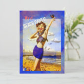 ヴィンテージウォーターカラーアダルトビーチパーティの招待状 招待状 (スタンド正面)
