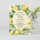 ヴィンテージウォーターカラーイエローレモンのフレーム招待状 招待状 (スタンド正面)
