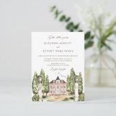 ヴィンテージウォーターカラーイングリッシュマ結婚ナーズ インビテーションポストカード (スタンド正面)