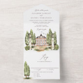 ヴィンテージウォーターカラーイングリッシュマ結婚ナーズ オールインワン招待状 (内側)