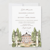 ヴィンテージウォーターカラーイングリッシュマ結婚ナーズ 招待状 (正面)