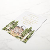 ヴィンテージウォーターカラーイングリッシュマ結婚ナーズ 箔招待状 (回転した状態)