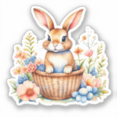 ヴィンテージウォーターカラーイースターバニーラビット シール (正面)
