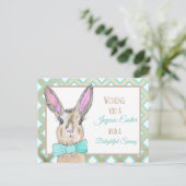ヴィンテージウォーターカラーイースターバニーラビット ポストカード (スタンド正面)