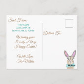 ヴィンテージウォーターカラーイースターバニーラビット ポストカード (裏面)