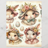 ヴィンテージウォーターカラーイースターブンニーススクラップブック紙 (正面)