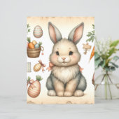 ヴィンテージウォーターカラーイースターブンニーススクラップブック紙 (スタンド正面)