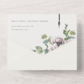 ヴィンテージウォーターカラーエッフェルタワーフローラ結婚ズ オールインワン招待状 (裏面)