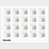 ヴィンテージウォーターカラーエッフェルタワーフローラ結婚ズ スクエアシール (シート)