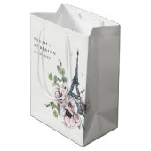 ヴィンテージウォーターカラーエッフェルタワーフローラ結婚ズ ミディアムペーパーバッグ (裏面アングル)
