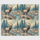 ヴィンテージウォーターカラーエルクAIアート ラッピングペーパー (フラット)