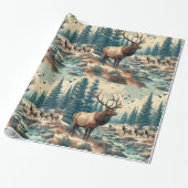 ヴィンテージウォーターカラーエルクAIアート ラッピングペーパー (アンロールド)
