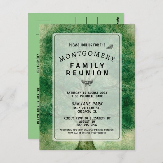 ヴィンテージウォーターカラーオークツリーファミリー懇親会 ポストカード (正面/裏面)