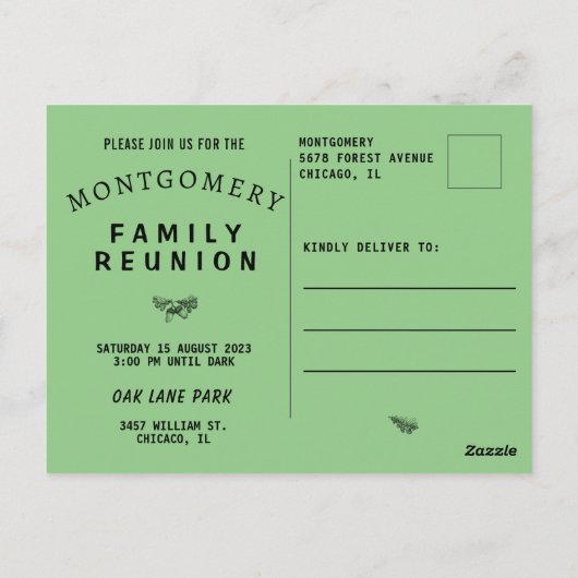 ヴィンテージウォーターカラーオークツリーファミリー懇親会 ポストカード (裏面)